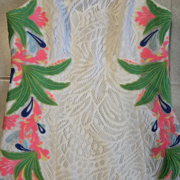 Lilly Pulitzer Resort White Pearl Shift Mini Tropical Fruit Lace Dress - Picture 5 of 11